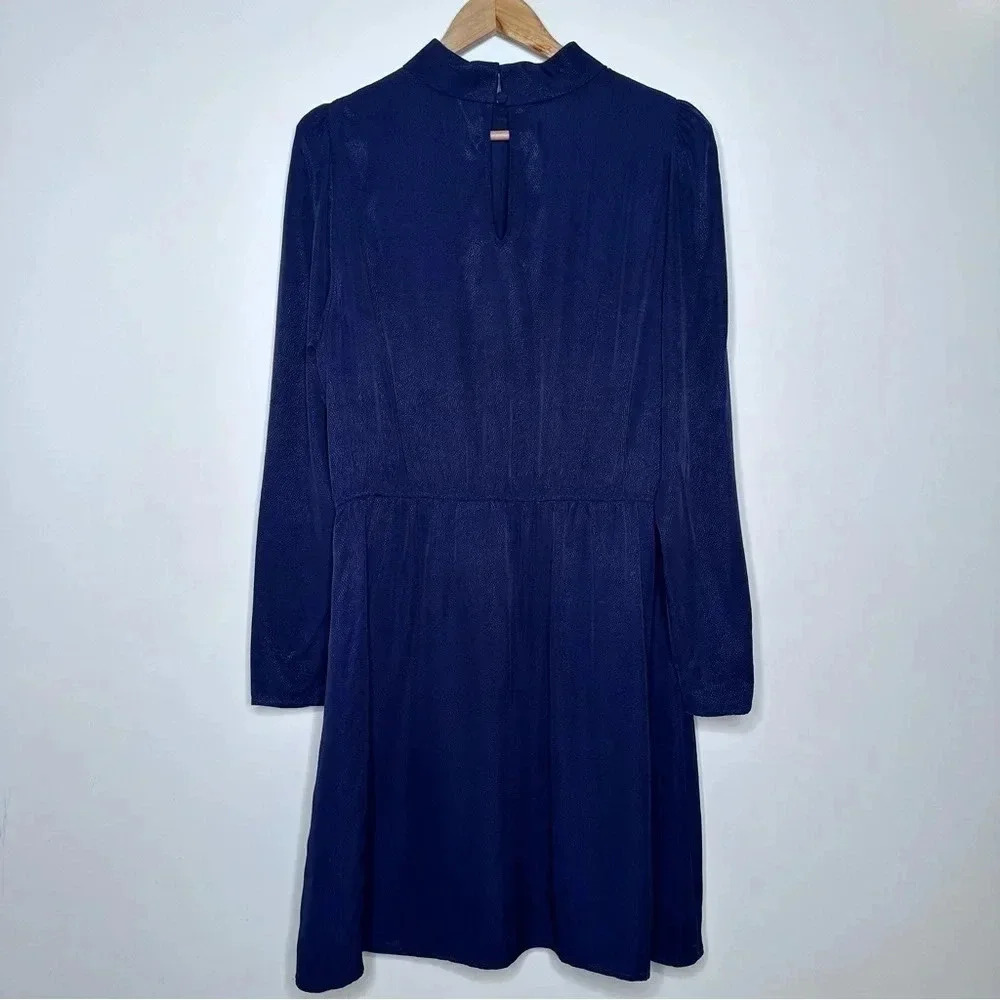 & Other Stories Navy Long Sleeve High Neck Dress Size 12 - Picture 9 of 10